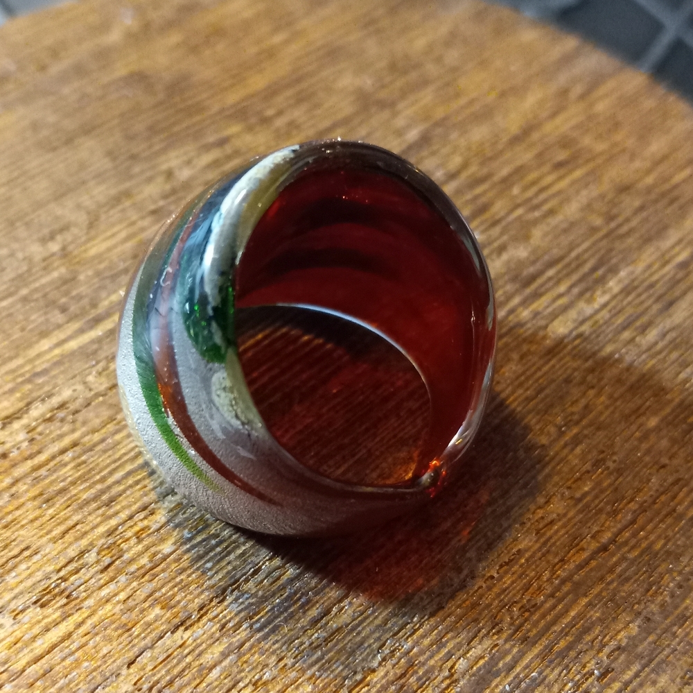 Hand Blown Multi Colored Glass Ring - image 5